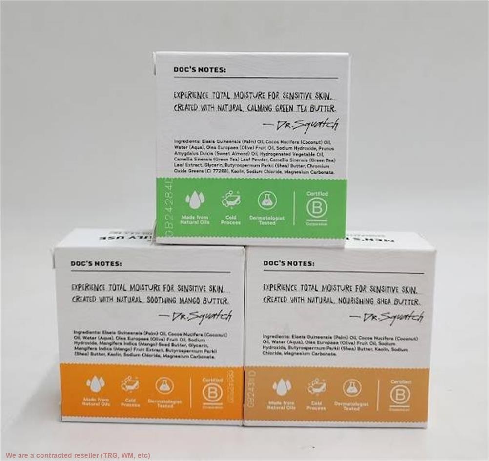 LOT OF 3 DR. SQUATCH Men’s All Natural Bar Soap – GREEN TEA, MANGO, SHEA BUTTER