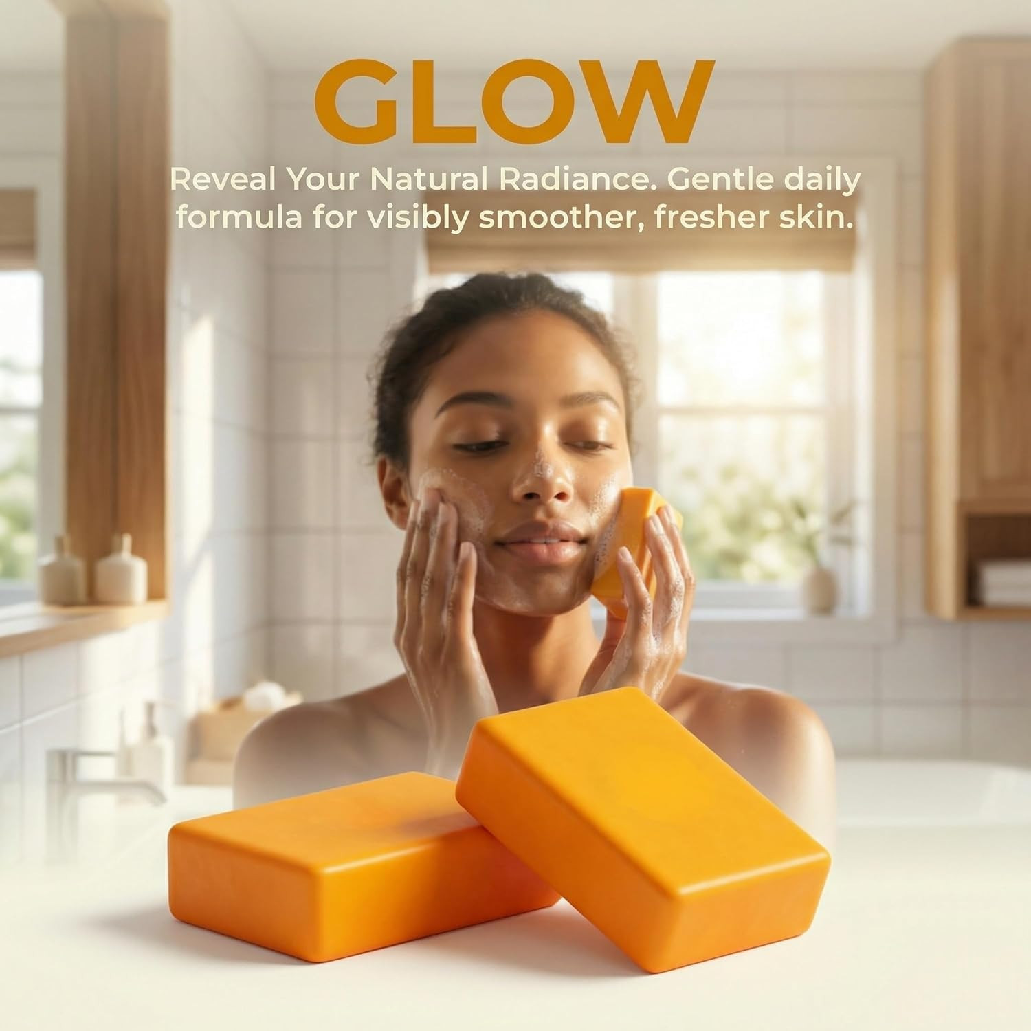 Ed Turmeric Glow Soap 2Pcs Natural Handmade Face Body Bar Supports Smooth Types
