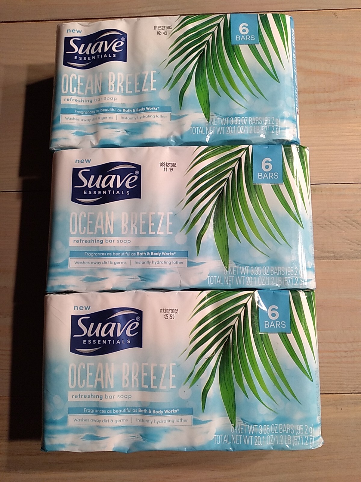 18 Bars Suave Essentials Ocean Breeze Bar Soap -3.35 Oz Bars NEW (3 Pks Of 6)