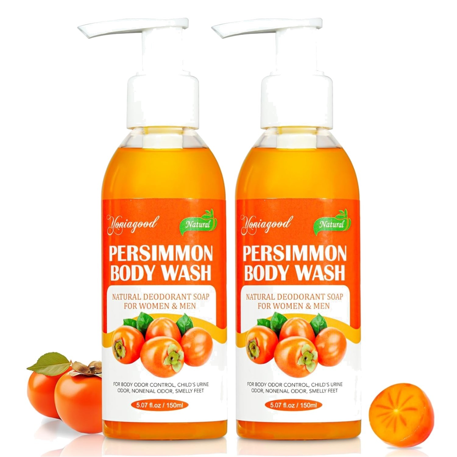 2 PCS Persimmon Body Wash for Strong Odor Control, Natural Persimmon Soap Bar Ol