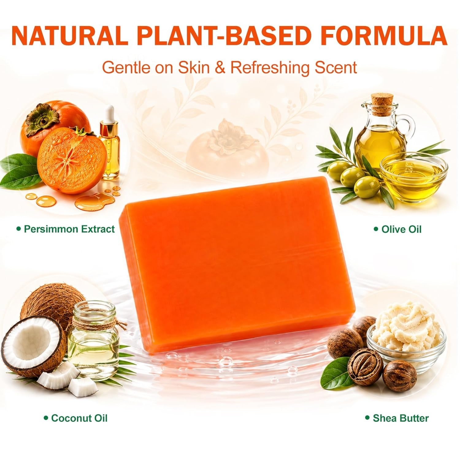 5 PCS Persimmon Soap Bar（80g） for Body Odor Control, Natural Refreshing Body …