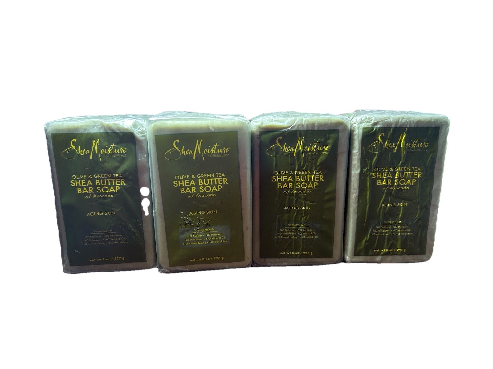Shea Moisture Olive & Green Tea Shea Butter Bar Soap Avocado Aging Skin 8 oz X 4