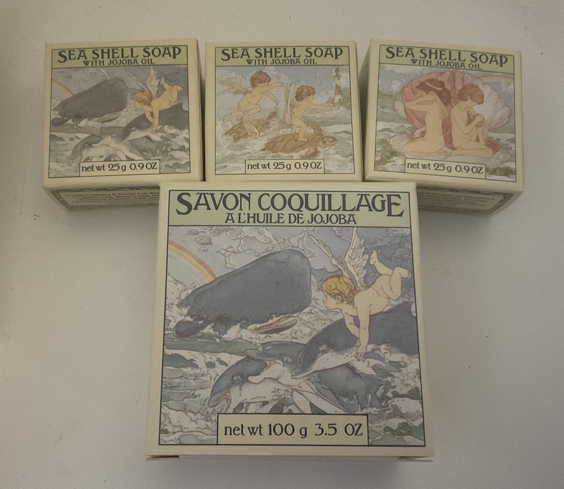 Vintage 1970s Crabtree & Evelyn Jojoba Oil Sea Shell Soap Set of 4
