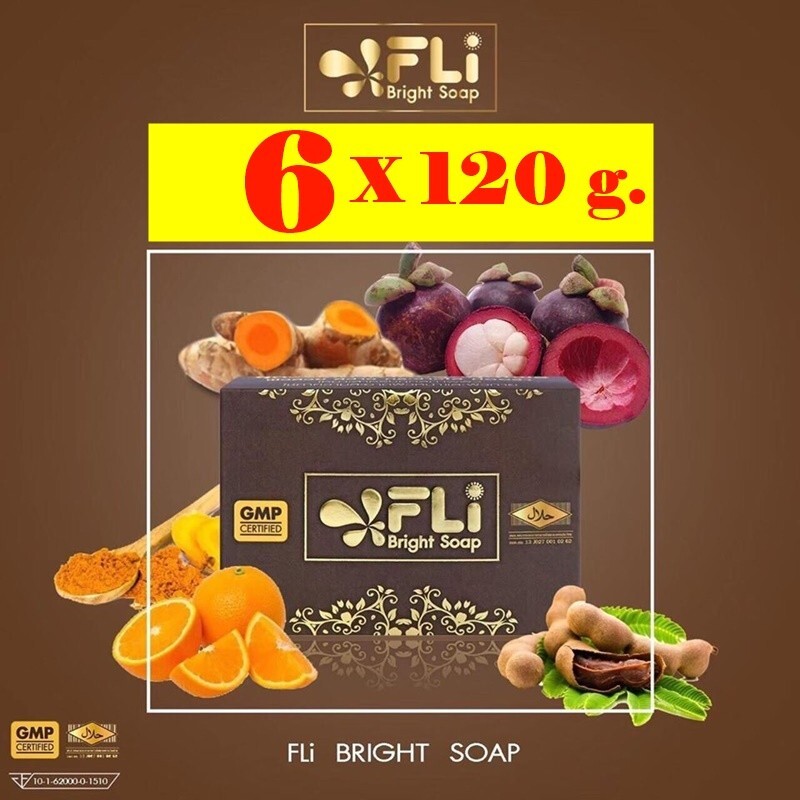 6 x120g. FLI Bright Soap 100% Natural Thai Herbal Dark Spots For Face & Body DHL
