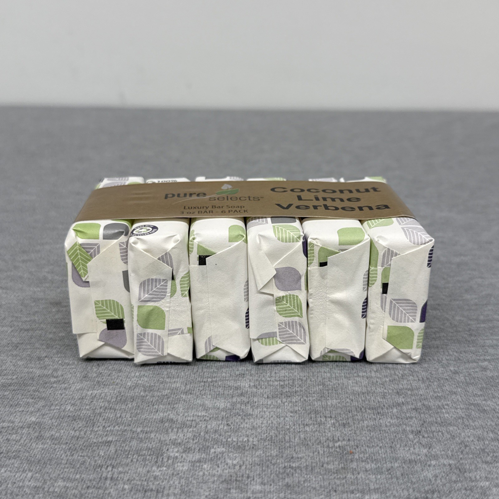 Pure Selects Coconut Lime Verbena Luxury Bar Soap 3oz Bars (6 Pack)