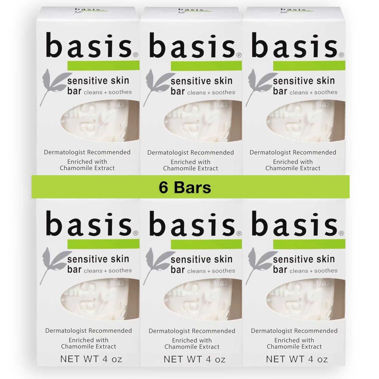 Basis Sensitive Skin Bar Soap for Body,Hands,Face Unscented Soap Bar [6 Pack]new