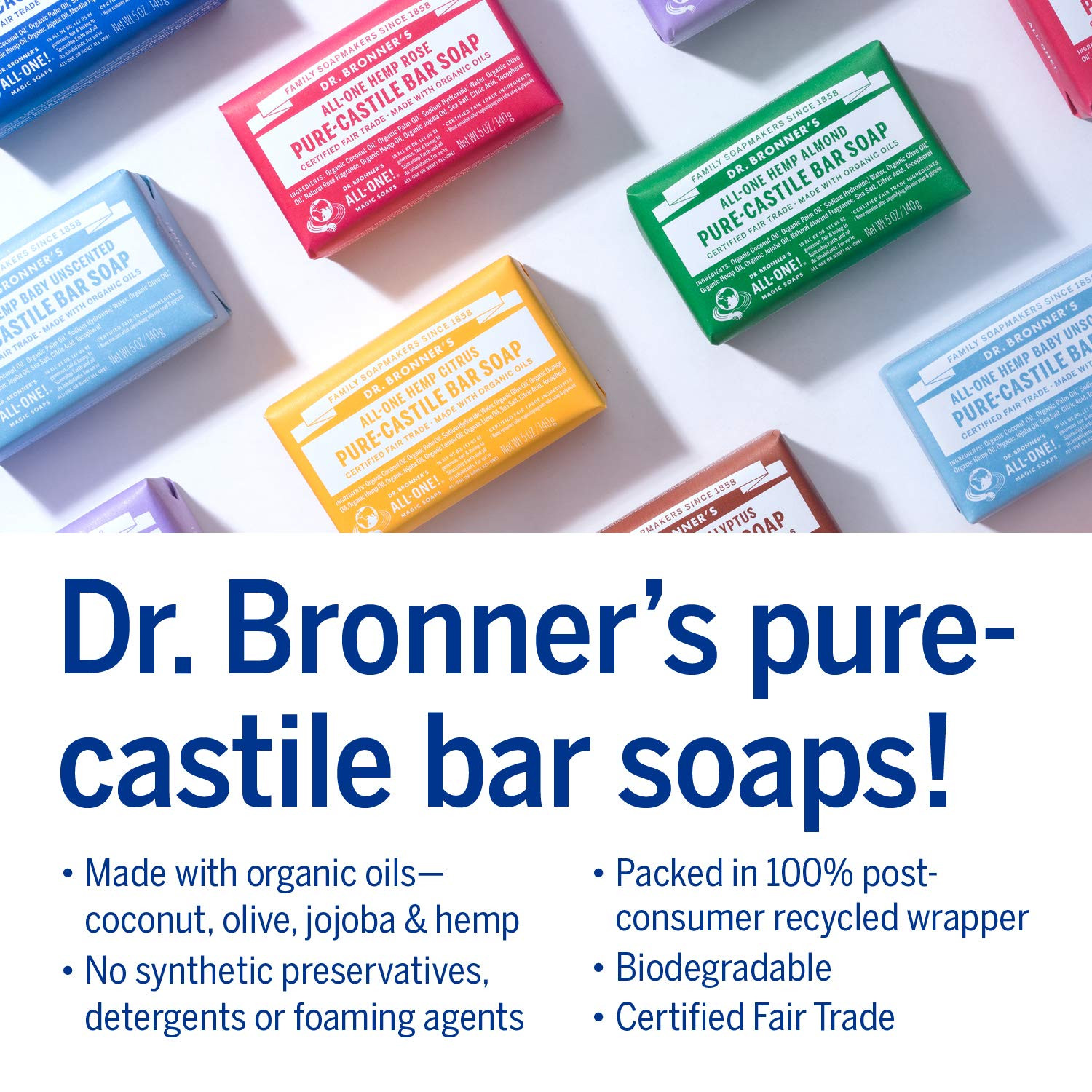 – Pure-Castile Bar Soap (Peppermint, 5 Ounce, 6-Pack) – Made with Organic Oil…