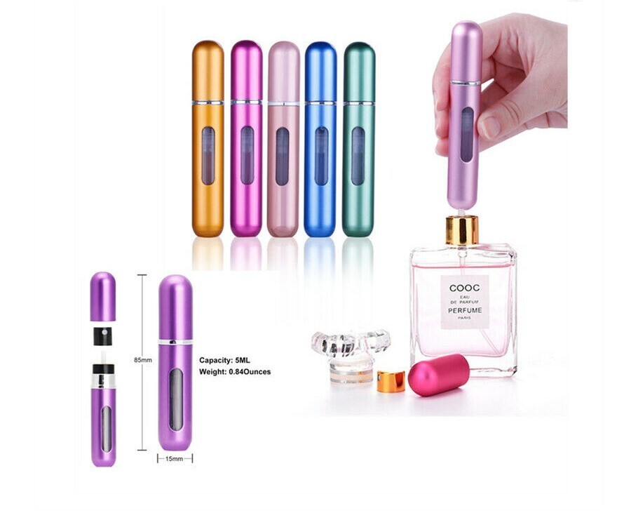 5 Pcs Travel Portable Mini Refillable Perfume Atomizer Bottle Spray Pump Case