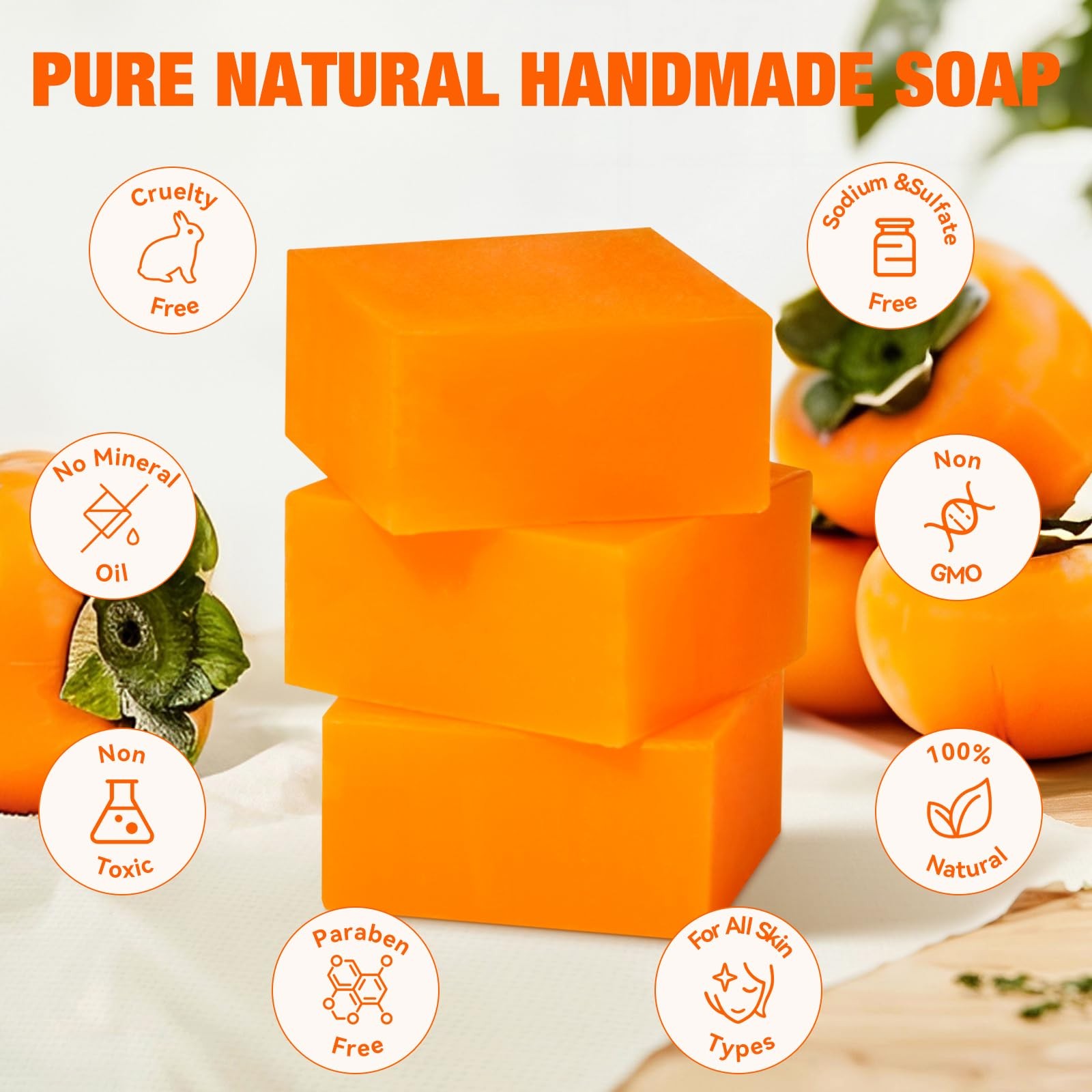 Persimmon Soap Bar – Natural Deodorant for Body Odor Control, Organic Wash