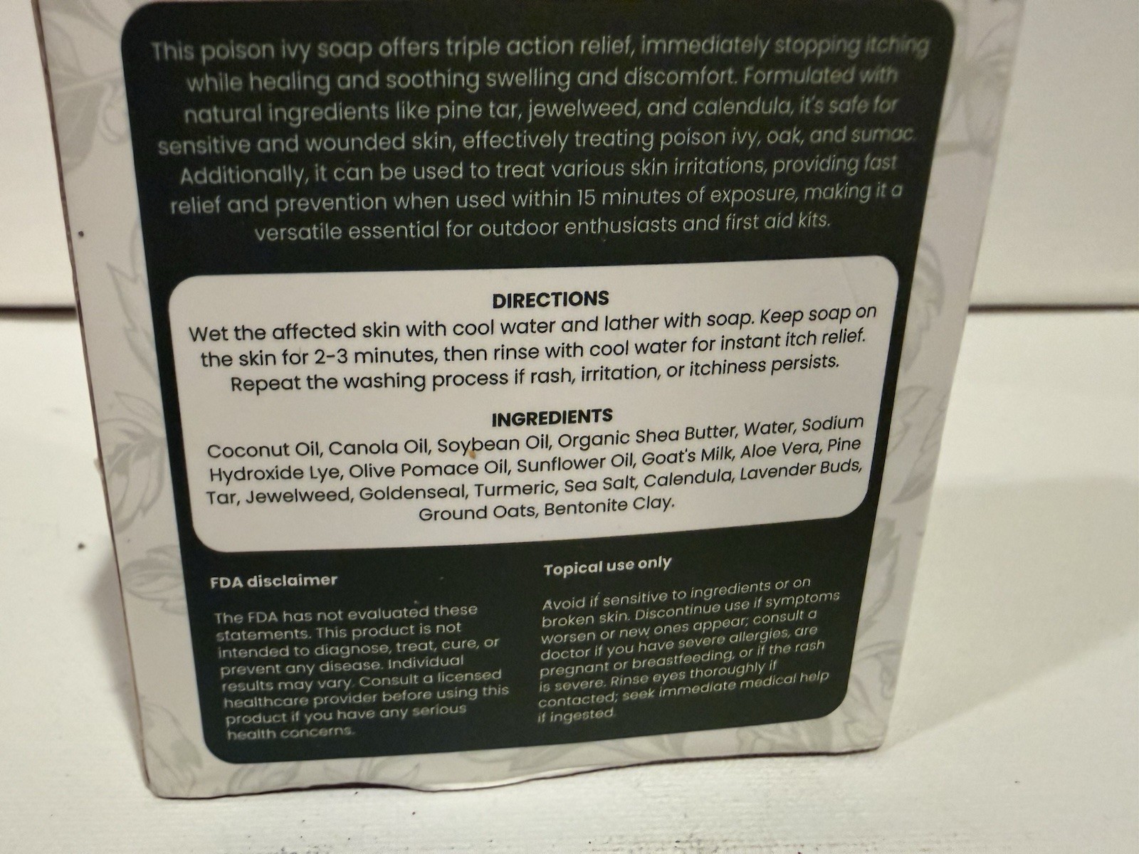 Herblov Poison Ivy Oak Sumac Soap, Pine Tar Scent, 5oz Bar, All Natural