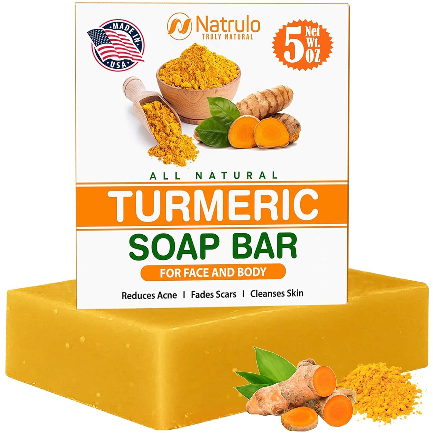 Natural Turmeric Soap Bar for Face & Body – Turmeric Skin Brightening Soap
