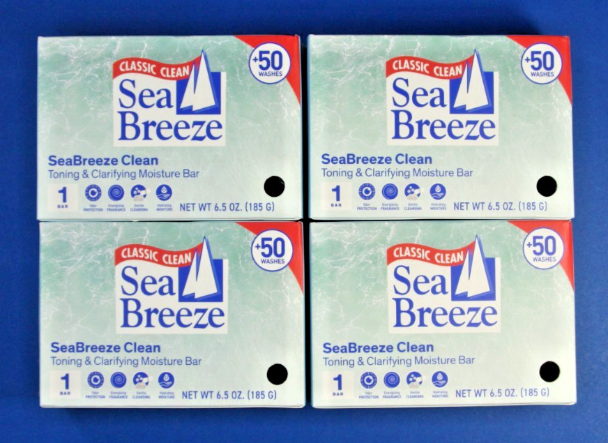 Sea Breeze Classic Clean Toning Clarifying Moisture Bar Soap 6.5oz 4 Pack New