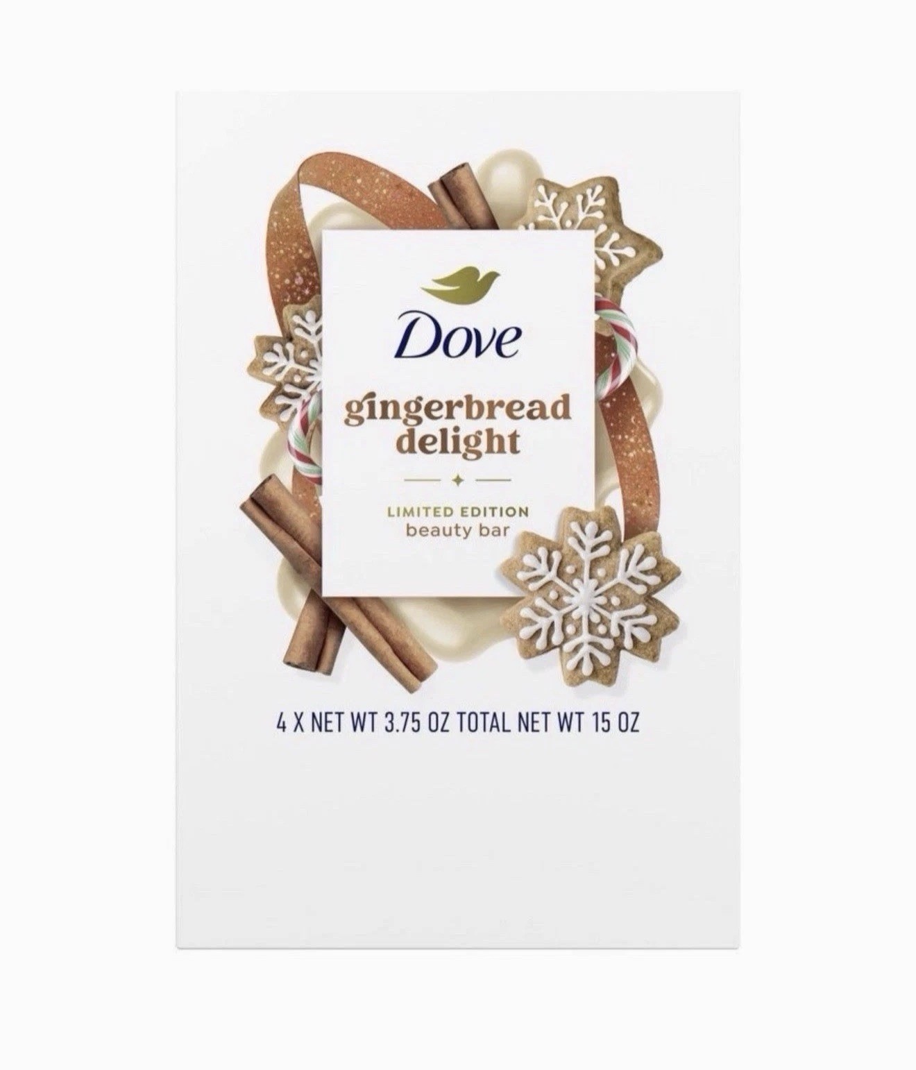 Dove Beauty Limited Edition Holiday Treat Bar Soaps – Gingerbread Delight -4pk