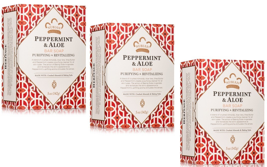 Nubian Heritage Bar Soap Peppermint & Aloe (5oz / 142g) Pack of 3