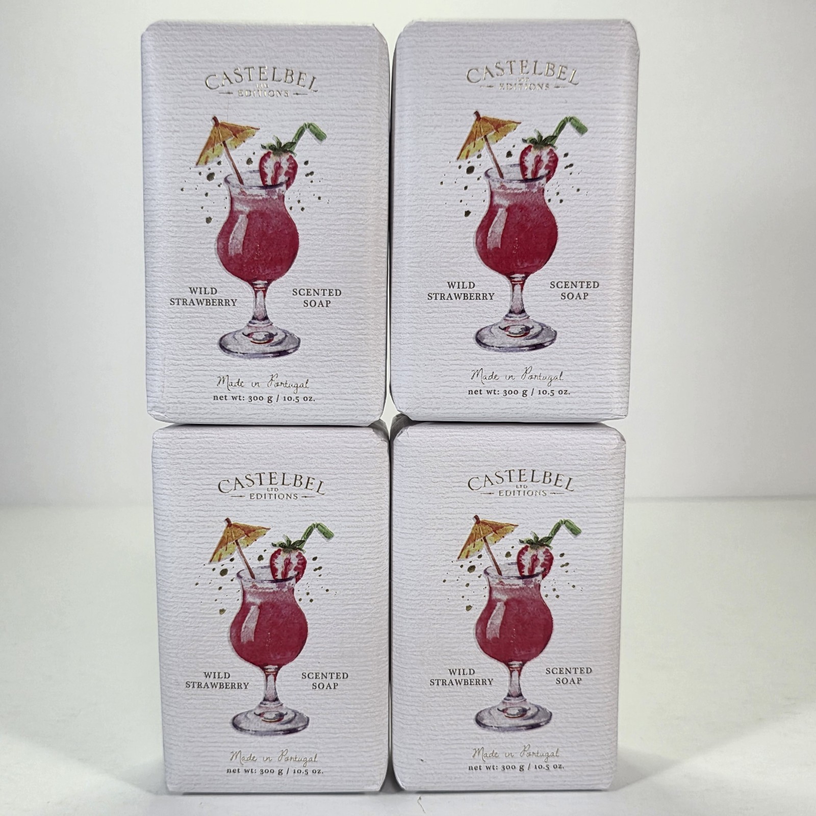 4x Castelbel Limited Edition Wild Strawberry Fragranced Scented Soap Bar 10.5oz