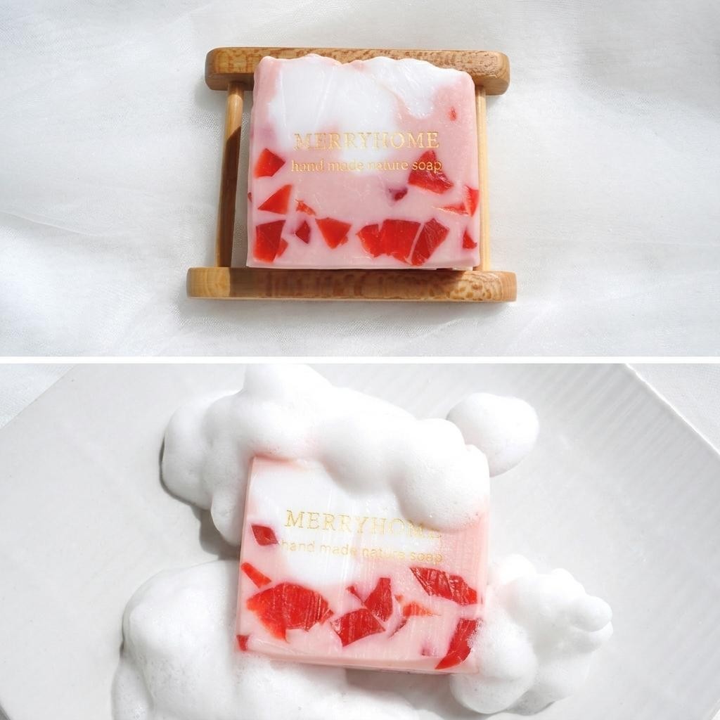 [K Beauty] Merry Home Strawberry Handmade Soap Vitamin C Milia 110g / 3.88 oz