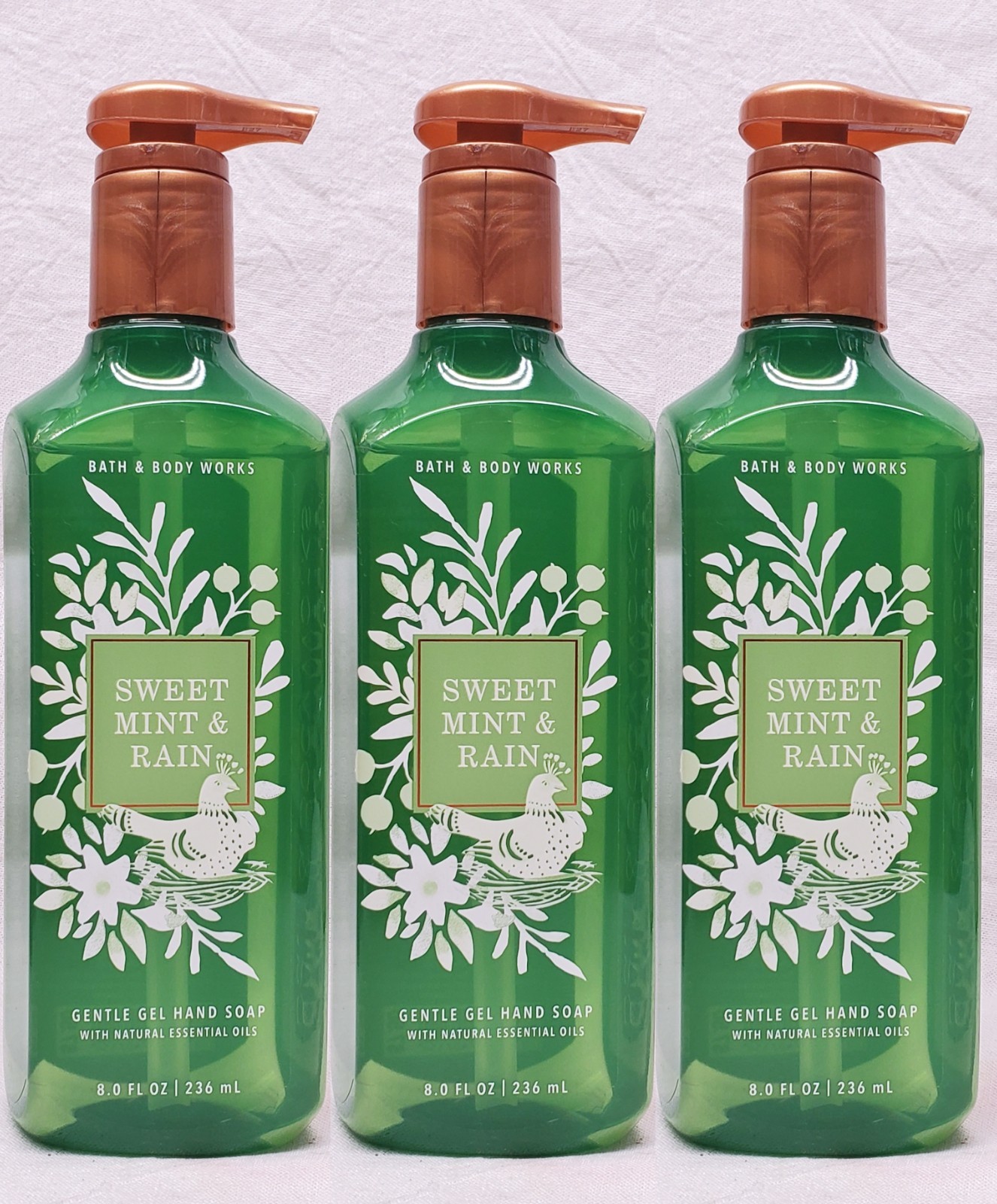 3 Bath & Body Works SWEET MINT & RAIN Gel Hand Soap Wash
