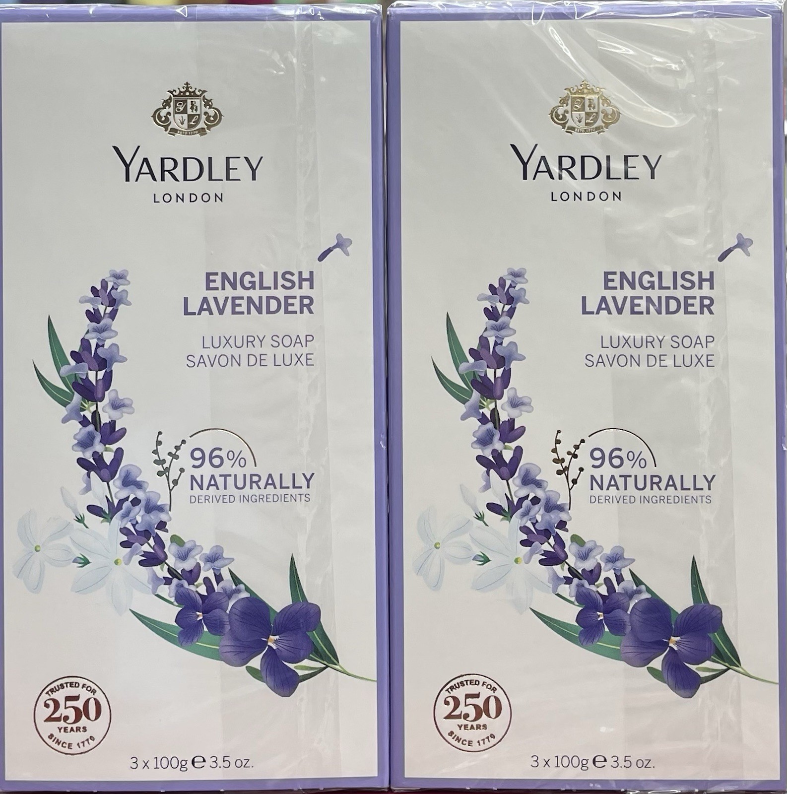 12 PCS Yardley London English Lavender Luxury Soap Net Wt 100g Each Bar