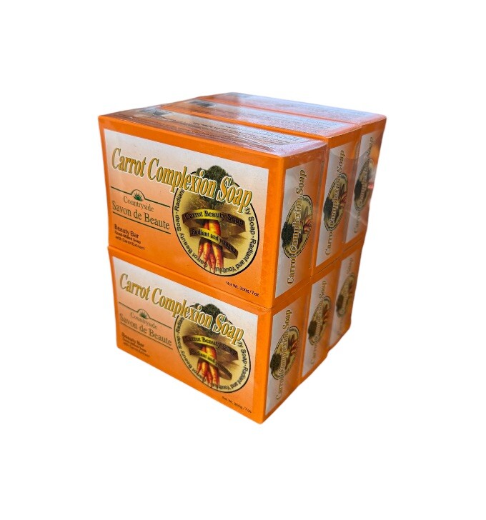 6PCS Carrot Complexion Soap Beauty Bar with Carrot Oil -200g