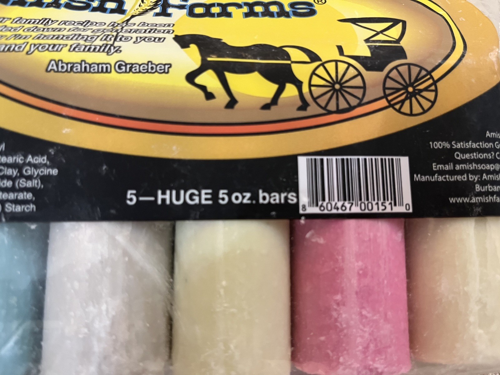 Amish Farm Bar Soap Pack Of 5 Huge Bars 5oz Each Soap Made In USA Scented