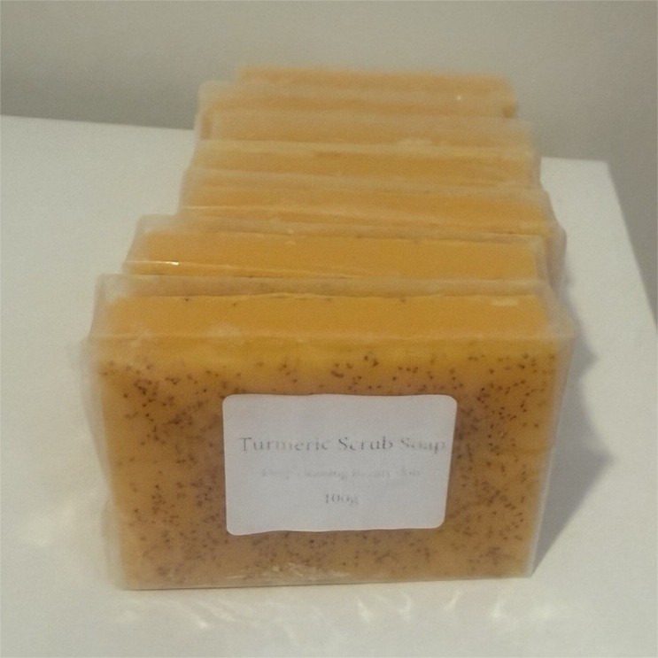 Turmeric Exfoliating Soap Bar 100g for Body Face Hands Yellow Rectangular