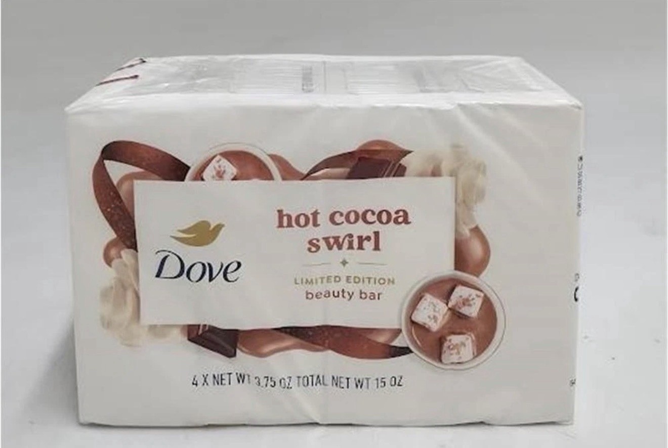 Dove Beauty Limited Edition Holiday Treat Bar Soaps – Hot Cocoa Swirl – 15oz/4pk