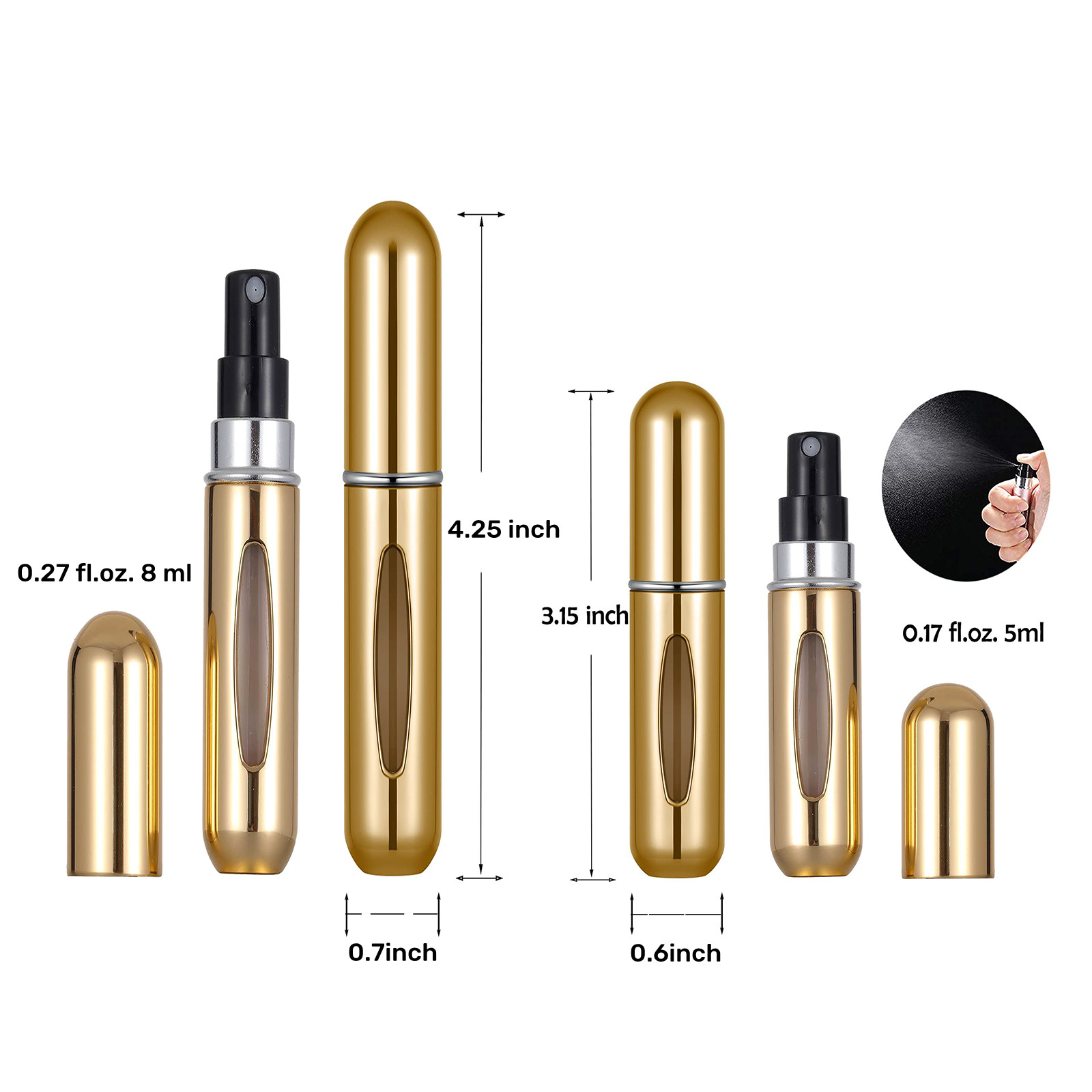 5PCS 5ml 8ml Perfume Bottle Portable Refillable Atomizer Pump Spray Empty Glass