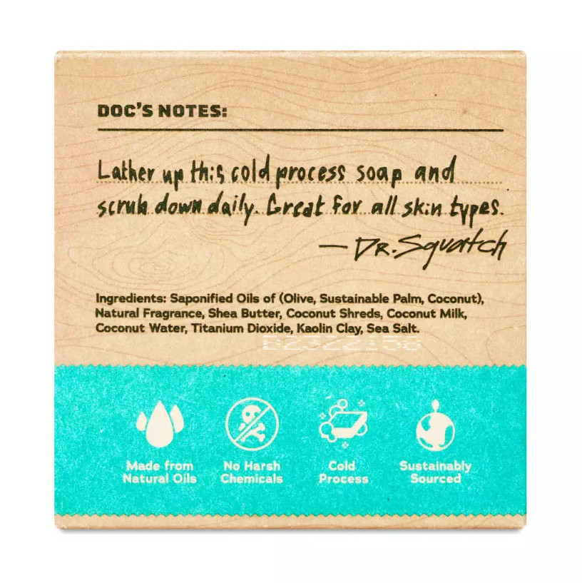 Dr. Squatch Men’s Natural Soap, Coconut Castaway 5 oz (Pack of 3)