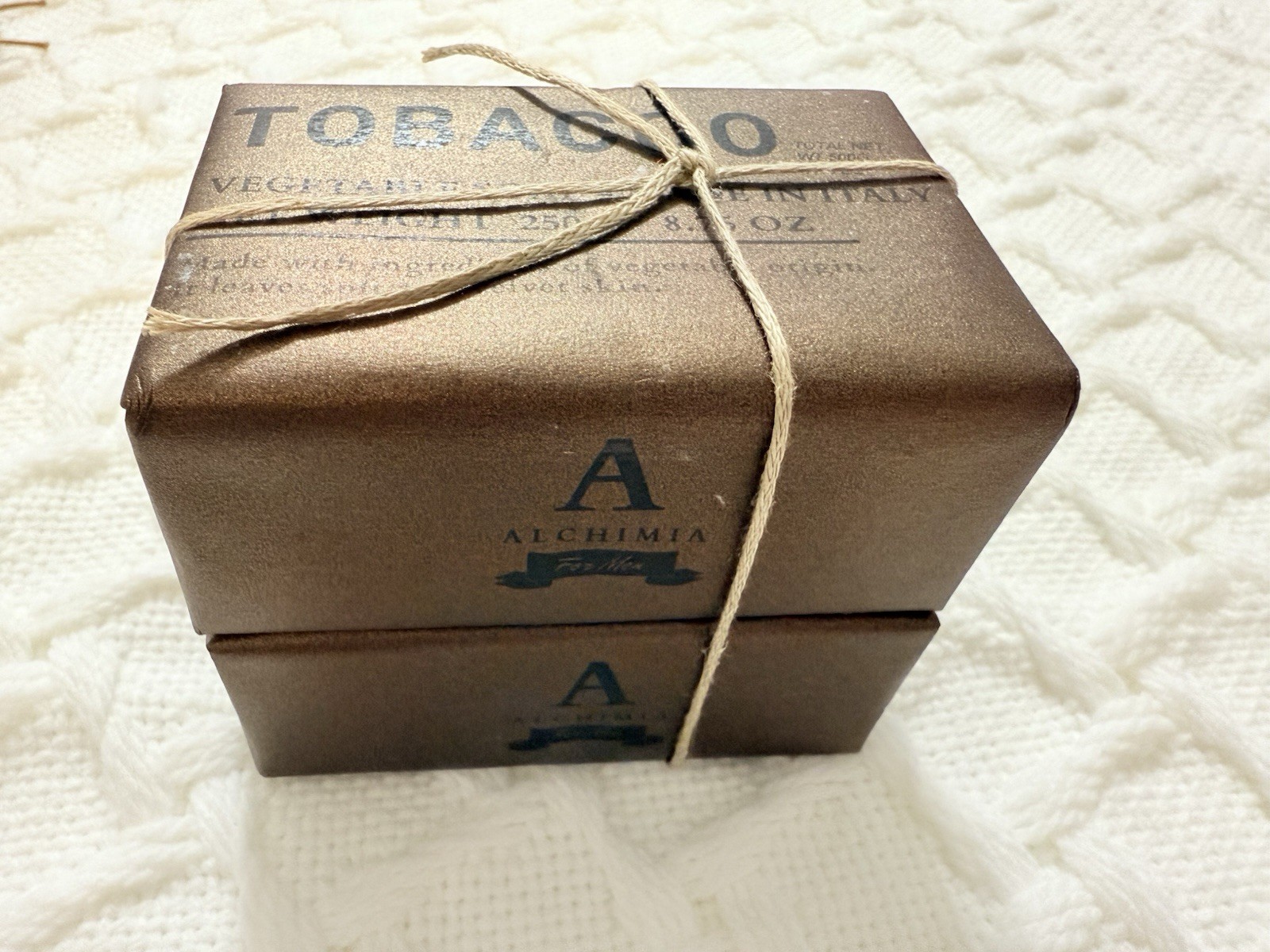 2 Pcs Alchimia Men’s Vegetable Soap Bar 8.75oz TOBACCO Made In Italy
