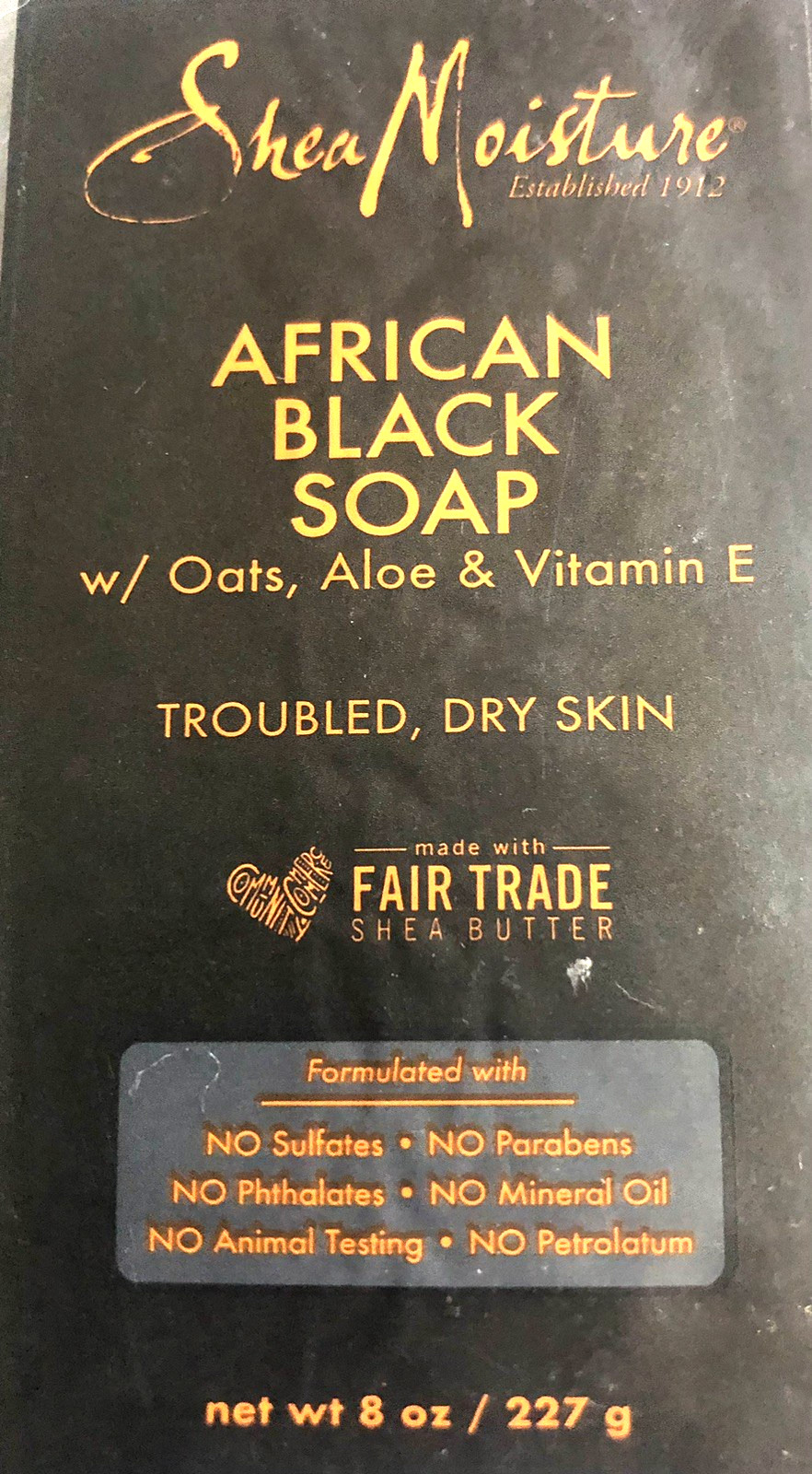 Shea Moisture AFRICAN BLACK SOAP w/Oats, Aloe, Vitamin E troubled dry skin 8 oz