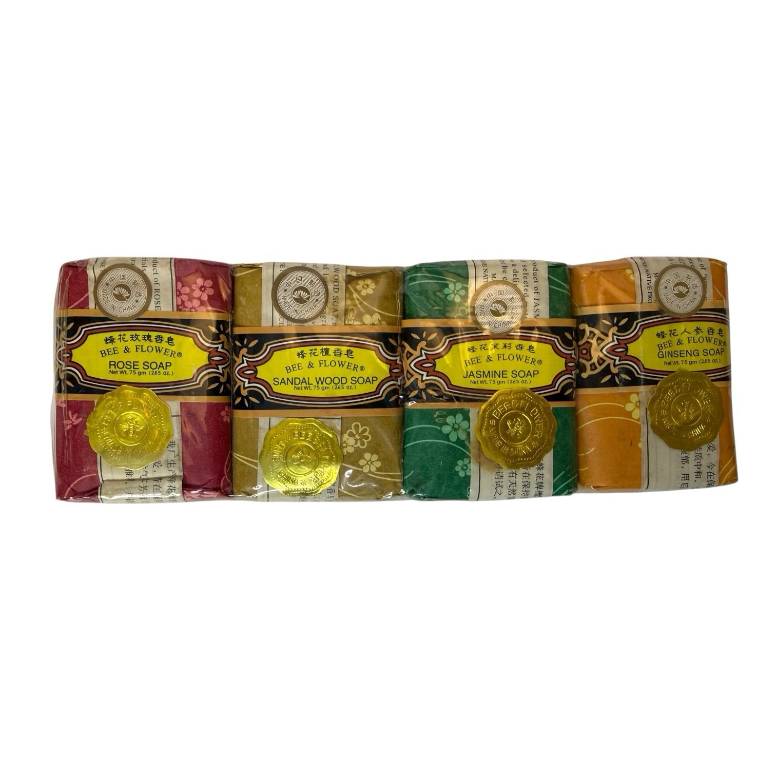 Bee & Flower Chinese Rose, Sandal Wood, Jasmine & Ginseng Soap Multi Pack