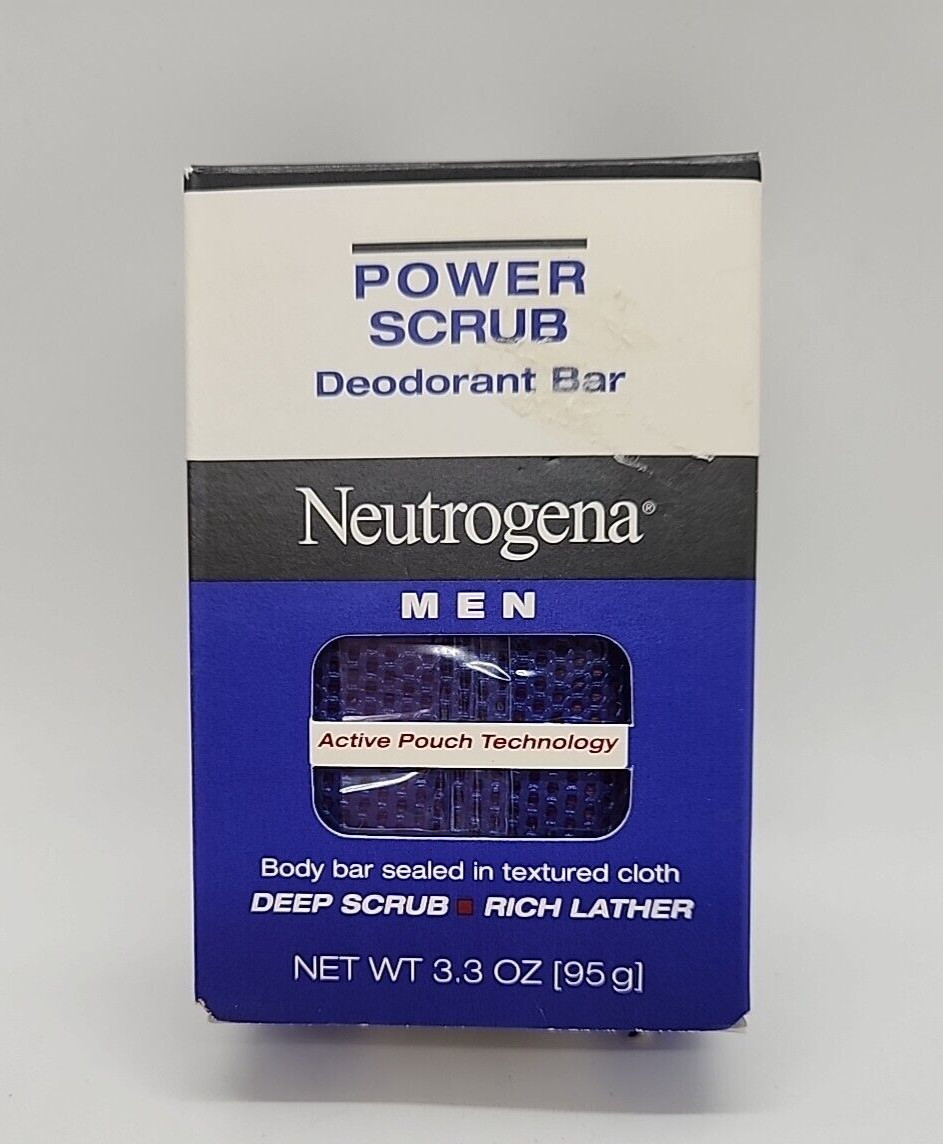 Vtg Neutrogena Men Power Scrub Deodorant Bar Soap Body Bar Textured Cloth RARE