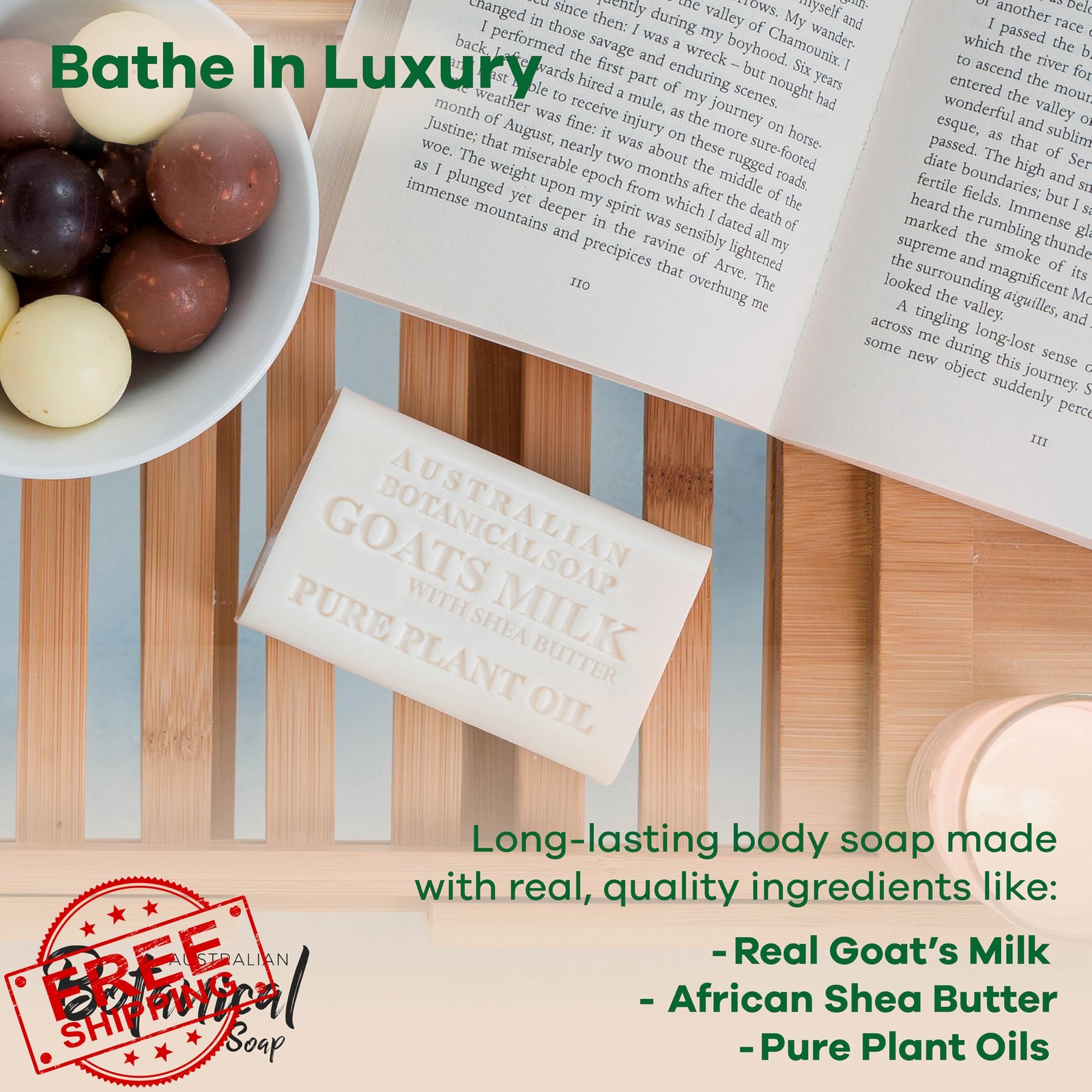 Australian Botanical Soap Goat Milk Shea Butter 6.6oz Pack of 8