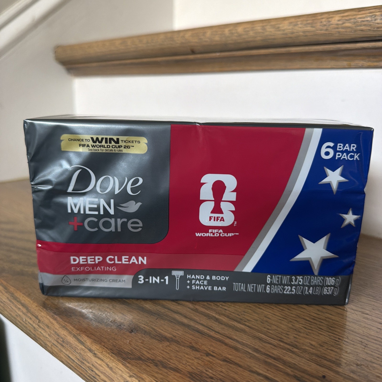 Dove Men+Care Deep Clean Exfoliating Bar Soap 6 Pack 3-in-1 Body Face Shave New
