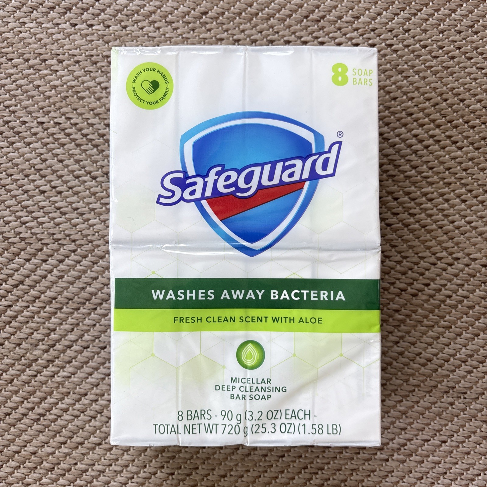 Safe-Guard Micellar Deep Cleansing Bath Bar Soap 99% Bacteria-Free 8 Bars