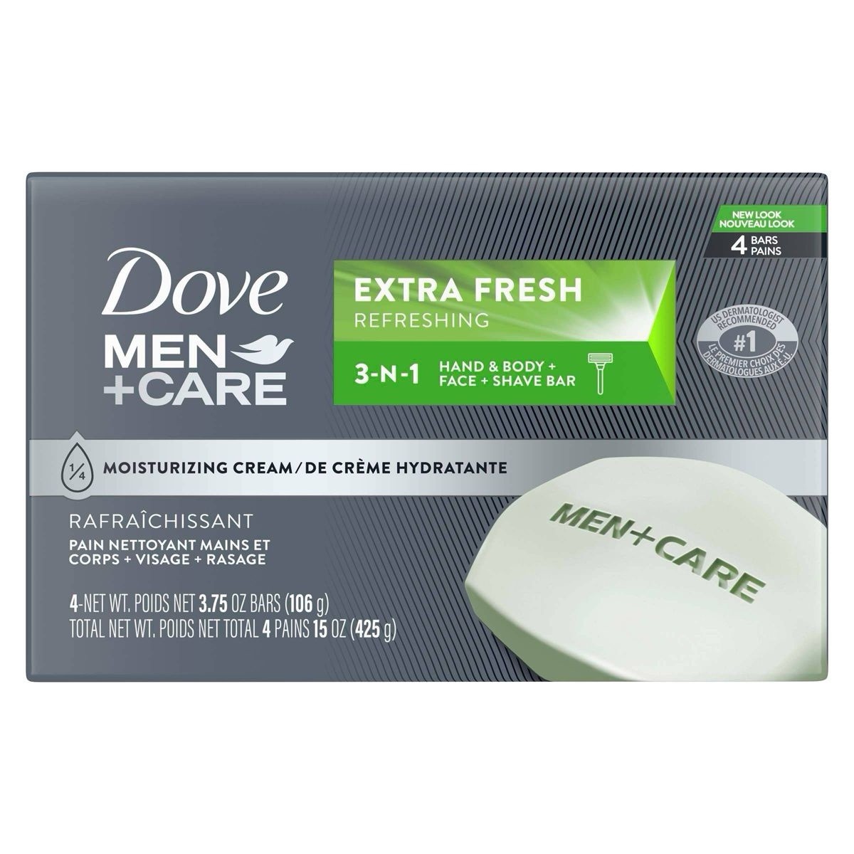 Dove Men+Care – Extra Fresh Moisturizing Bar Soap – 4 bars