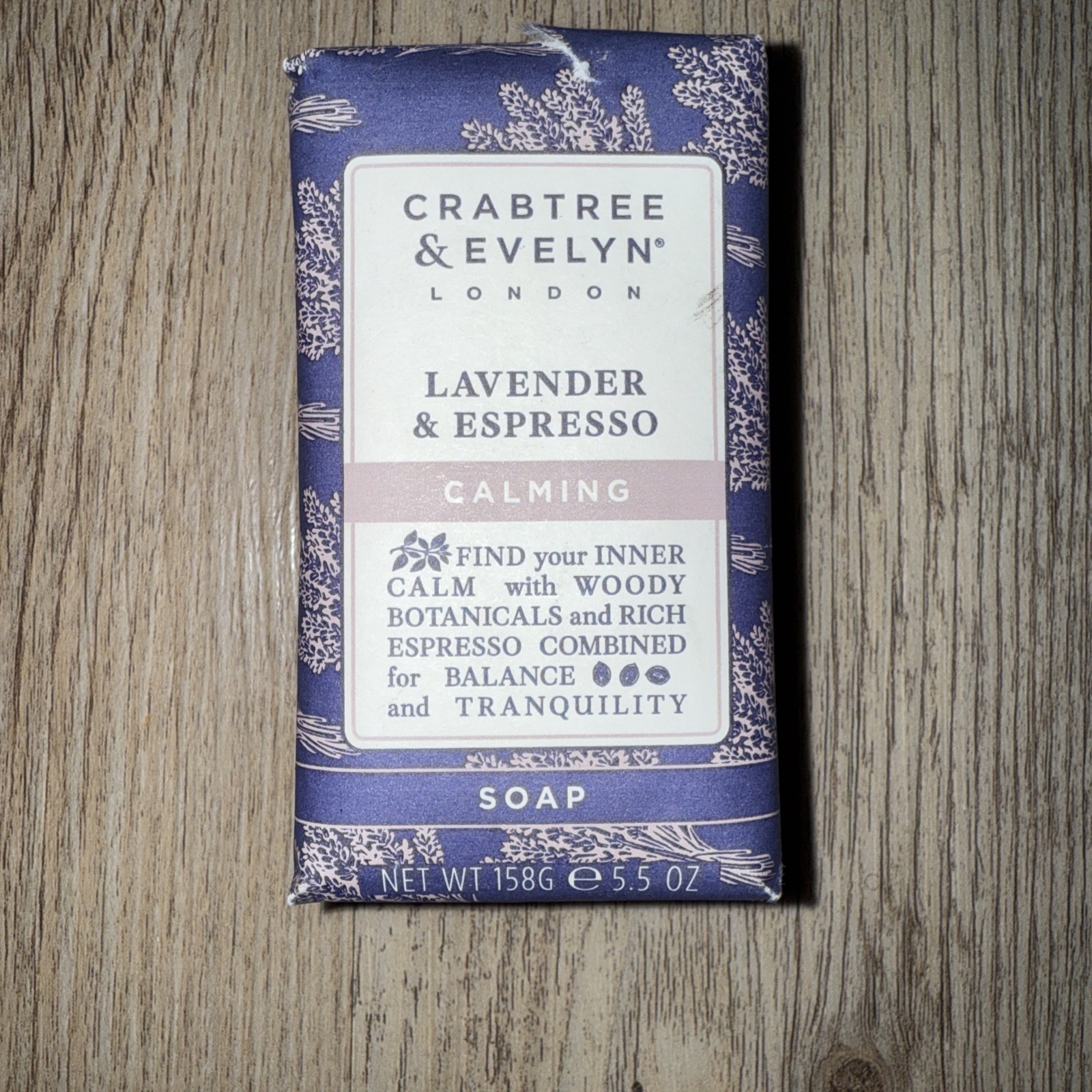 Crabtree & Evelyn Bar Soap 5.5 oz NEW Lavender & Espresso Calming Balance