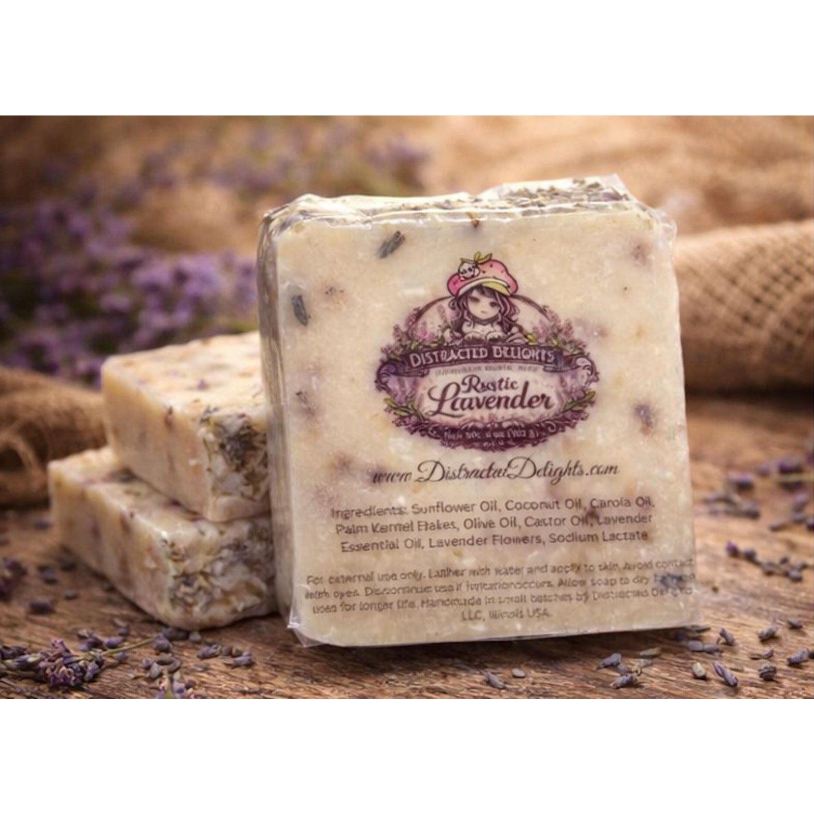 Handmade Lavender Soap–Real Essential Oil Botanical Buds-Small Batch Rustic Soap