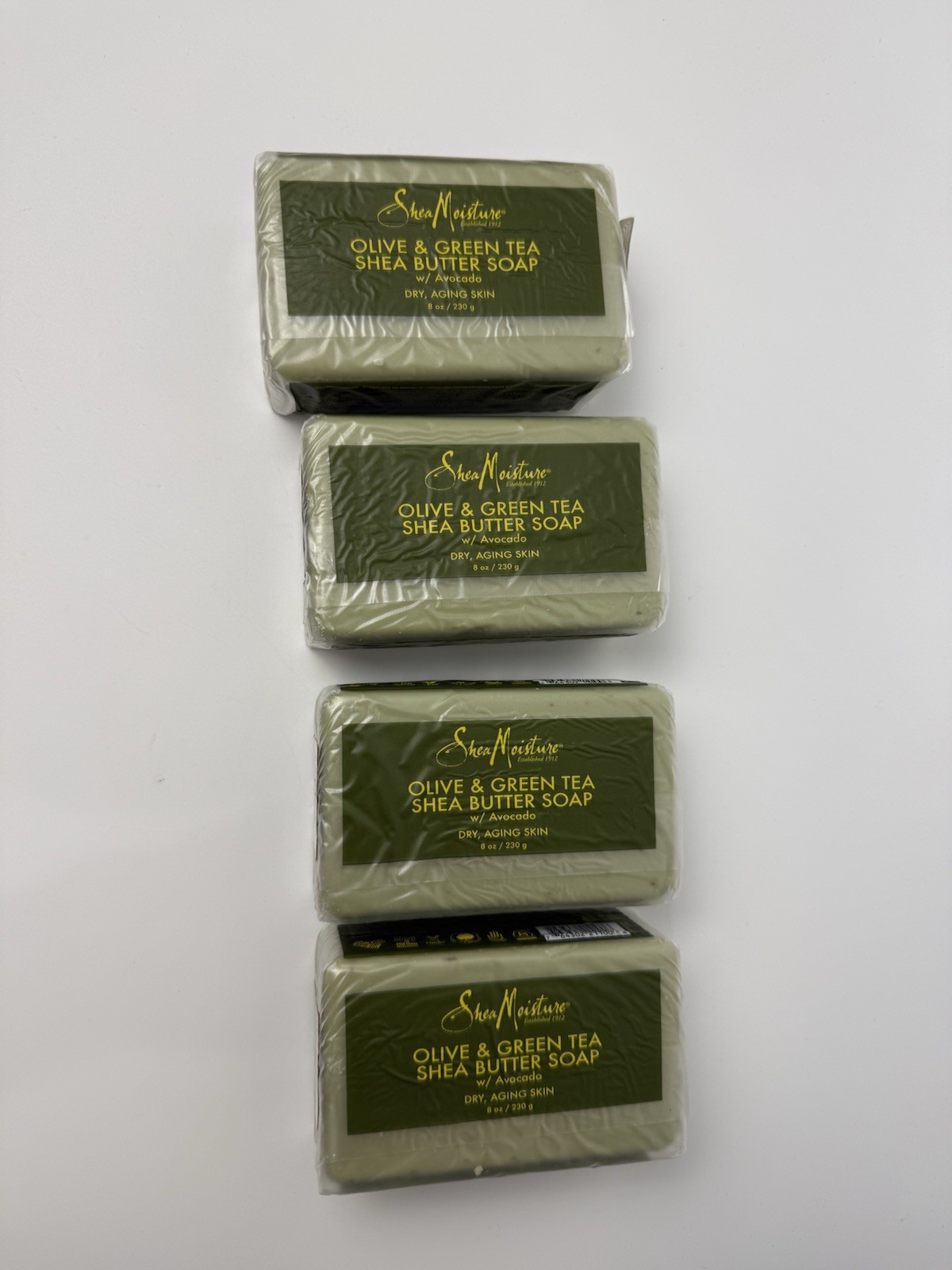 4X Shea Moisture Olive & Green Tea Shea Butter Bar Soap Avocado Aging Skin 8 oz
