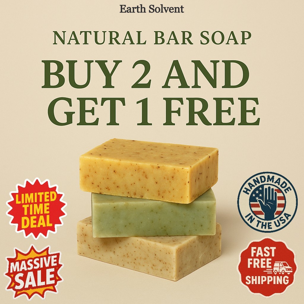 BUY 2 & Get 1 FREE Earth Solvent Natural Organic Bar Soap For Sensitive Skin 5oz