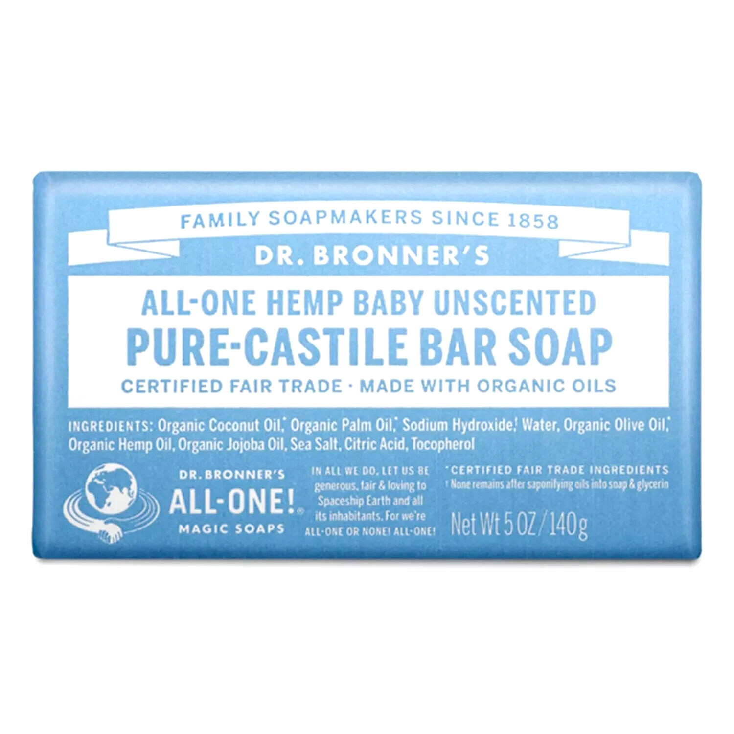 Pure-Castile Bar Soap All-One Baby Unscented 5 Ounce