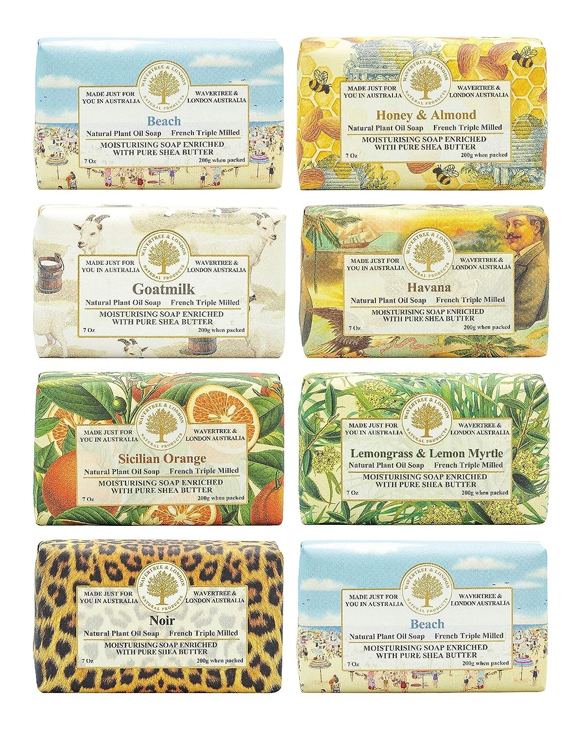 French-Milled Shea Butter Enriched Soap Bars – Assortment – 7oz (Pack of 5)