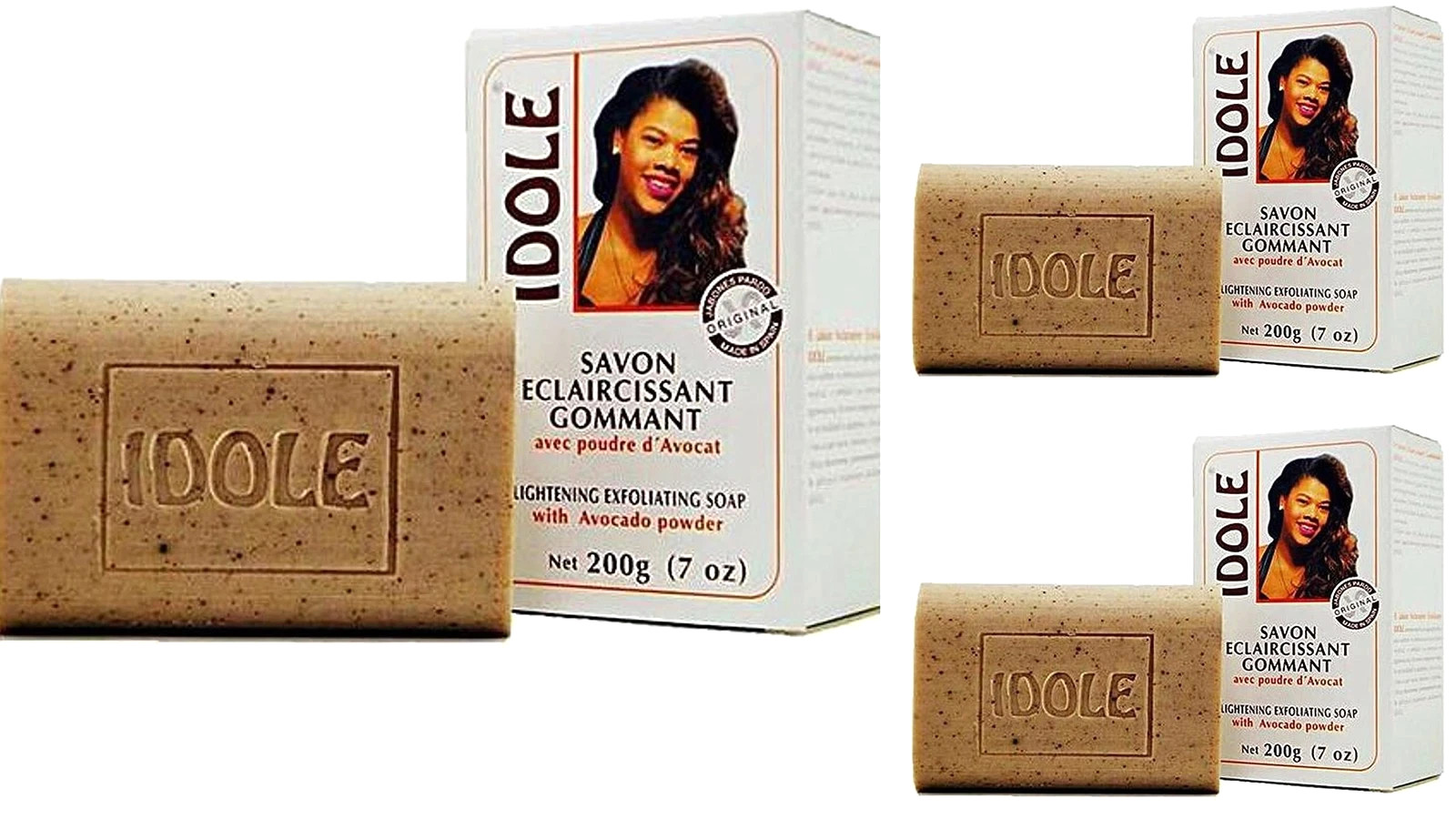 Idole Brightening Exfoliating Soap with Avocado Seed Powder 7oz 3-Pack