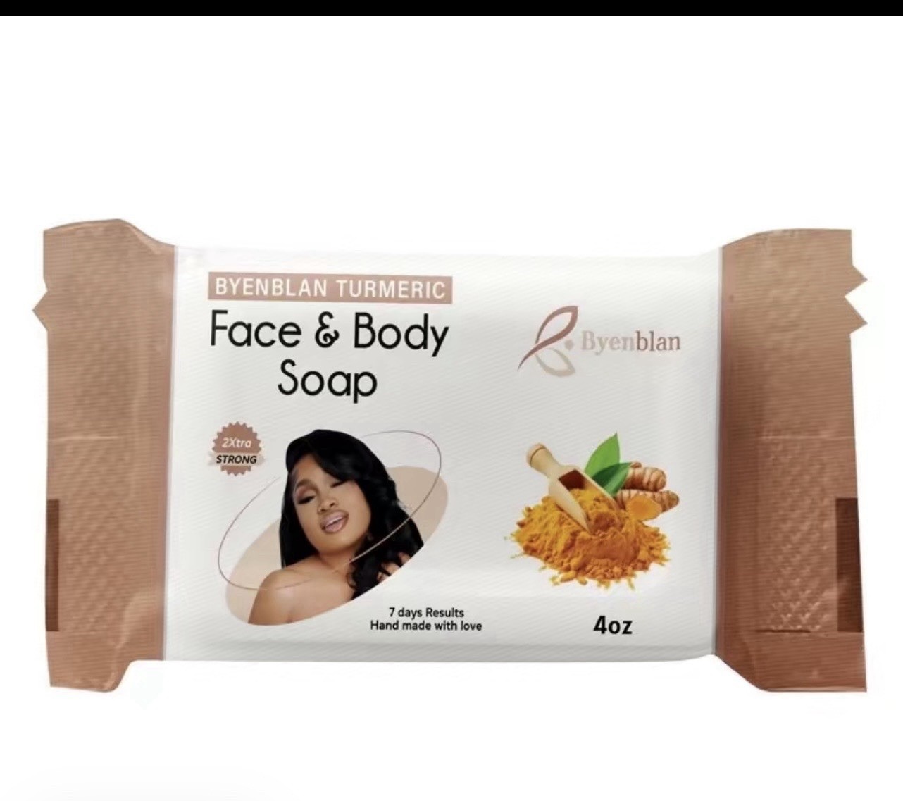 Byenblan Handmade Turmeric Face & Body Soap Brown White 7oz for Face Body