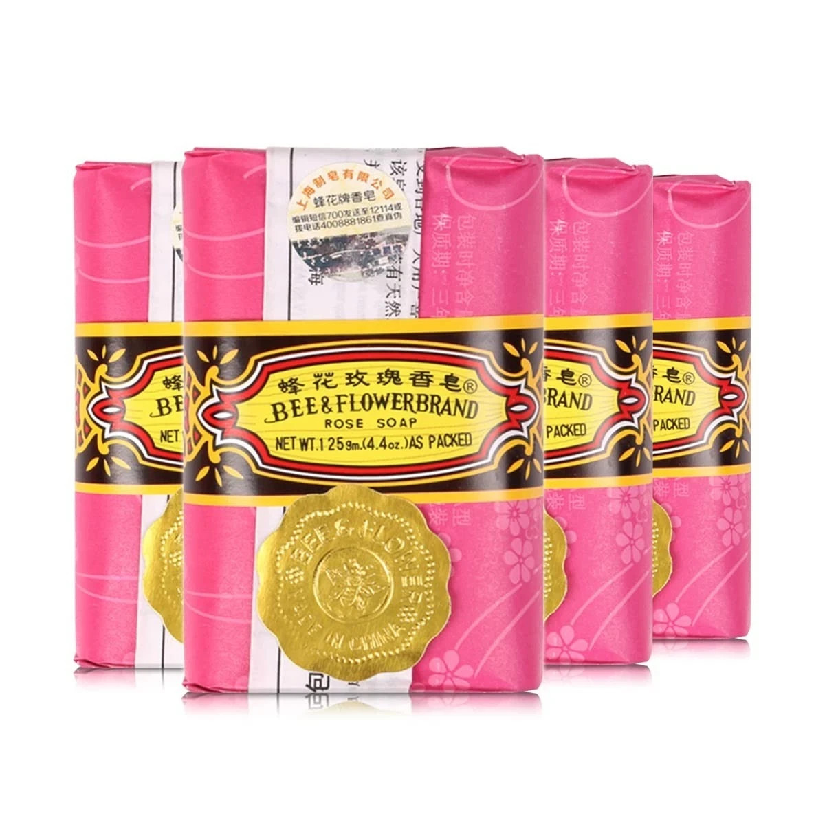 Bee & Flower Soap Rose 4.4 oz Each (Pack of 4)