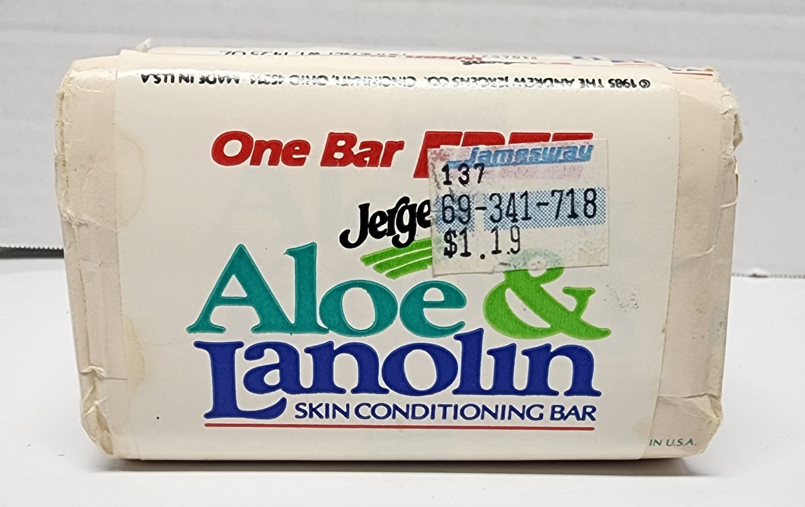 Vintage JERGENS ALOE & LANOLIN Skin Conditioning Bar Soap 3 Pack 4.75 oz Each