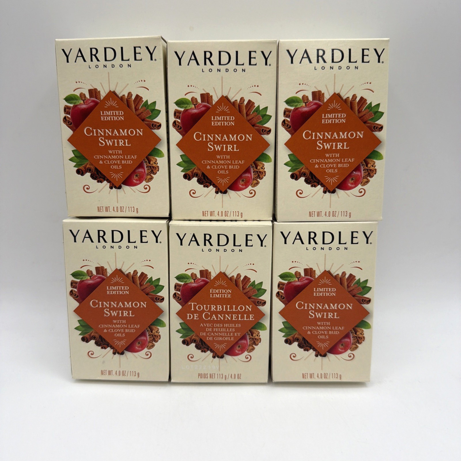 Yardley London Cinnamon Swirl Limited Edition Soap Bar Clove Bud Oils 4oz 6 Pack