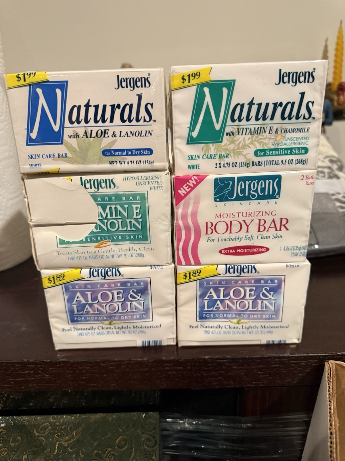 JERGENS Vtg Soap 6 Pkgs Mixed Lot NOS DISCONTINUED- Lanolin- Referencing- Aloe