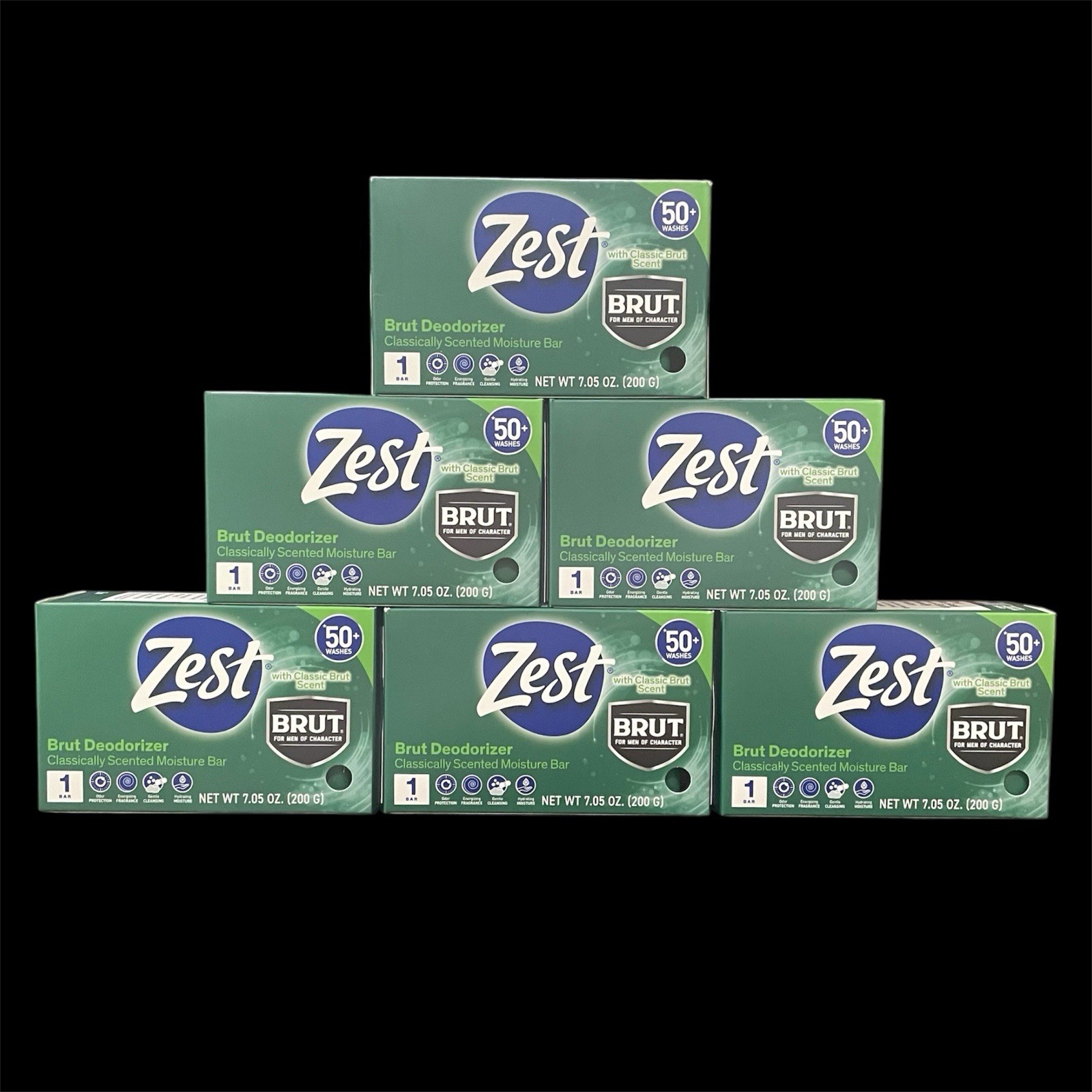 Zest Brut Deodorizer Classic Scent Moisture Bar Soap 7.05 oz. each Lot Of 6 New