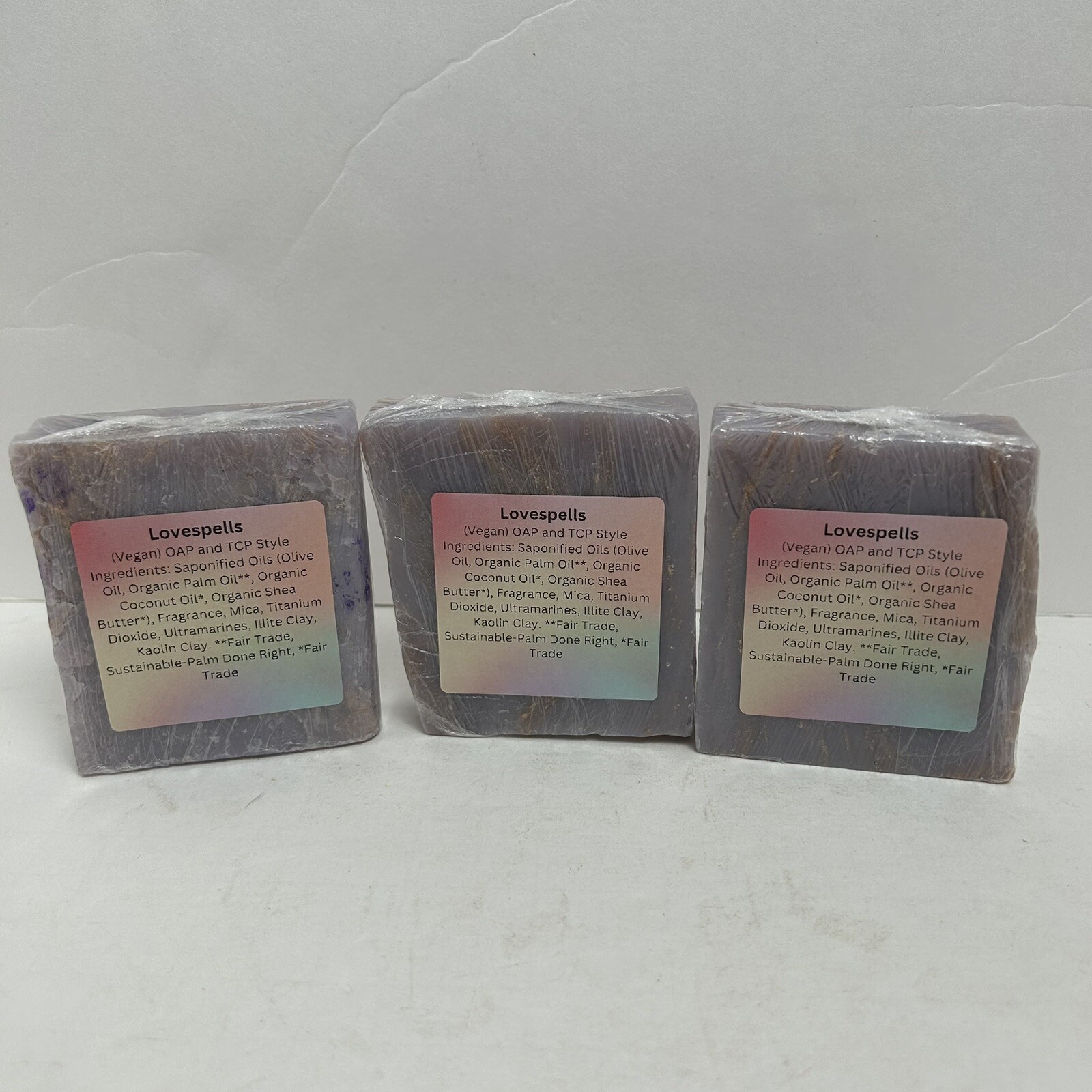 Handmade All Natural Bar Soap Love Spells Lot Of 3 Vegan